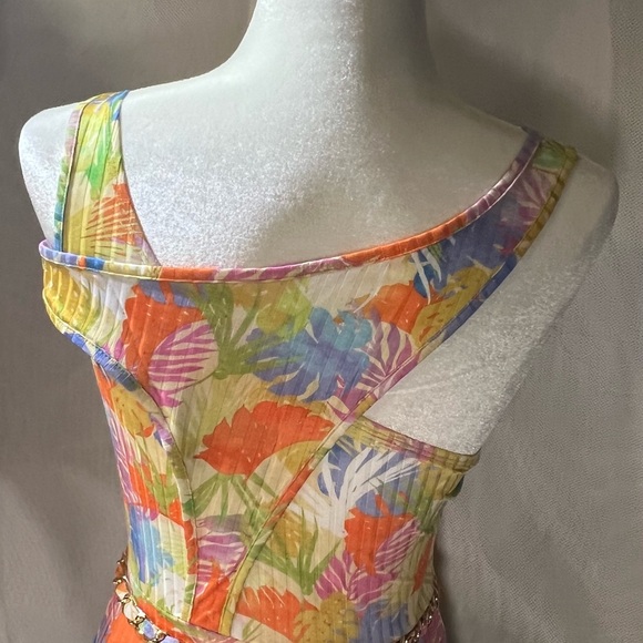 Belted Tropical Leaf Cutout Bodycon Mini Dress *NEW* - Picture 6 of 6